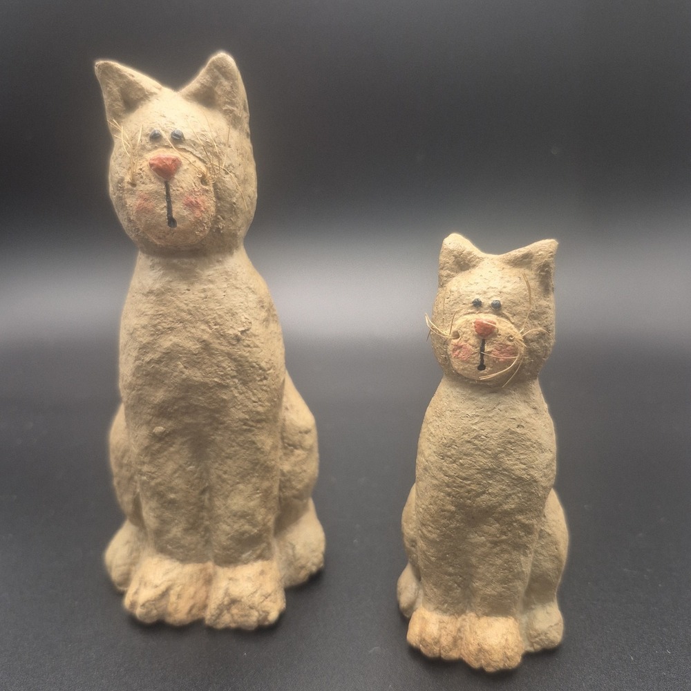 Lot Of 2 Cats Folk Art Primitive